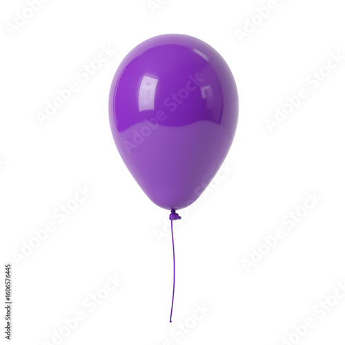 A single purple balloon floating isolated on transparent background
