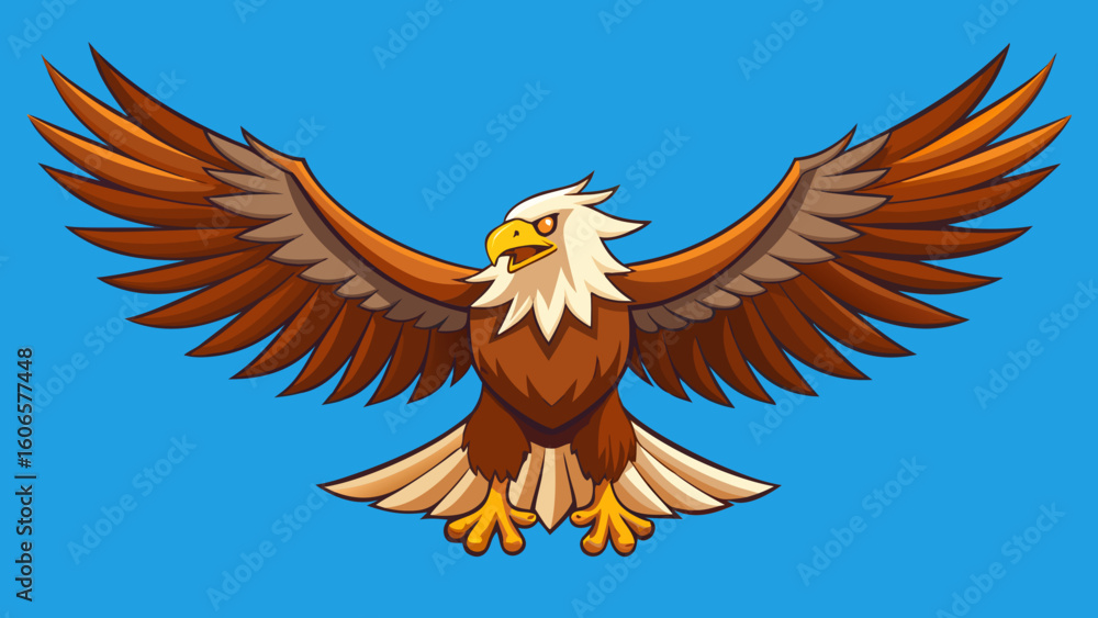 Obraz premium Majestic eagle with wings spread wide against a blue sky