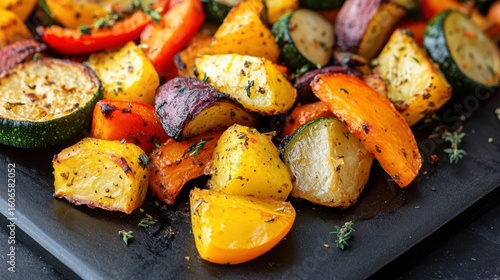 Colorful roasted vegetables medley for healthy eating and seasonal meal prep