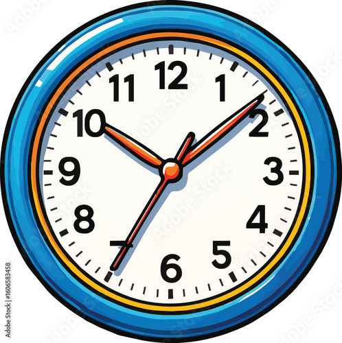 Flat vector icon of clock illustration for sticker, logo, book, t-shirt and more print or digital design