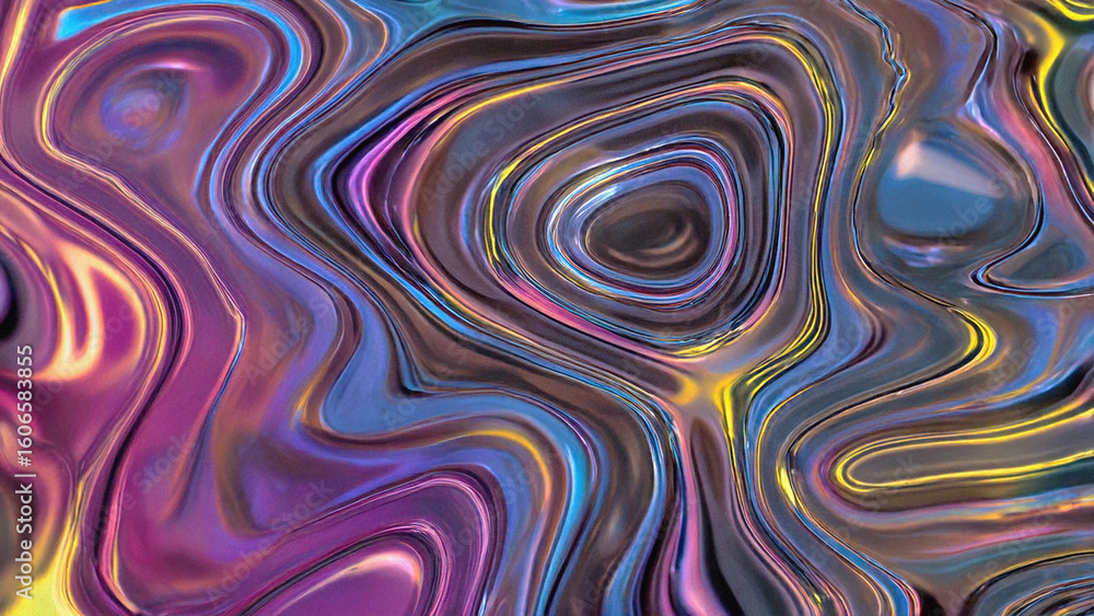 Obraz premium Abstract iridescent texture shimmers, evokes fluid art. Ideal for web design, backgrounds, marketing, or creative projects.