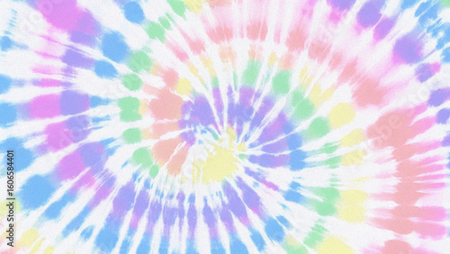 Pastel Tie-Dye Swirl Creates Calming Backdrop. Psychedelic pattern in pink, blue, yellow. Ideal for web design, textile prints, marketing materials, and digital art.