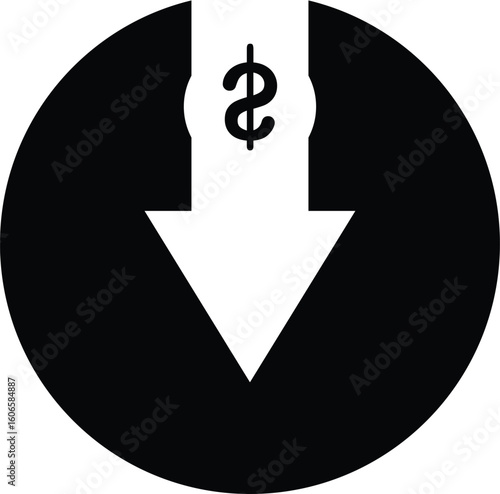 Cost reduction icon. Vector symbol isolated on white background
