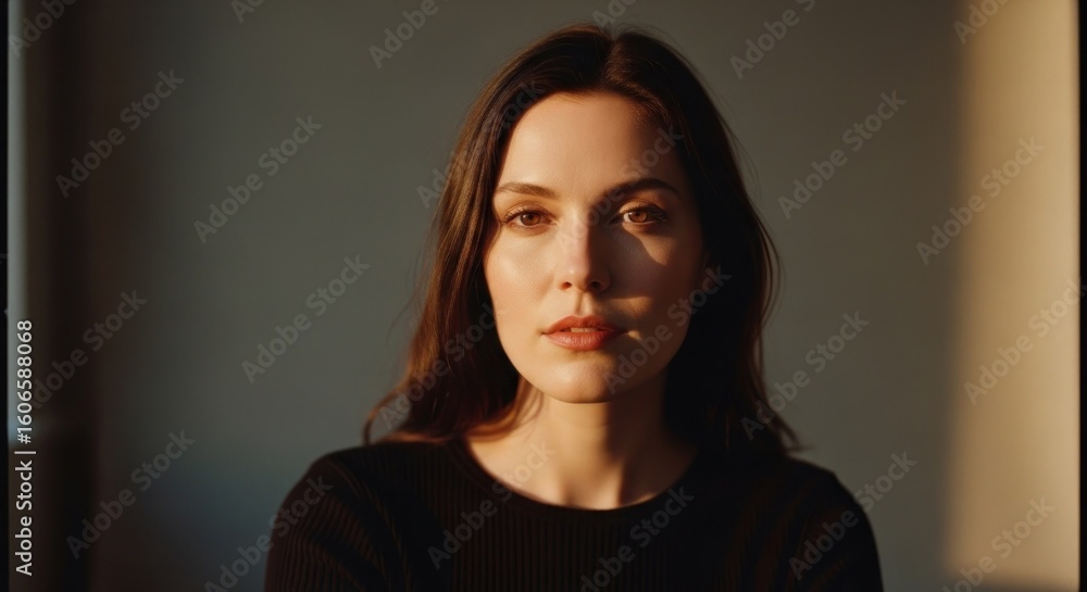 Fototapeta premium Woman, soft light, neutral background