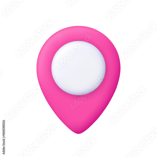 Pink map pin. Location, navigation, geotag and map services concept. 3d vector icon. Cartoon minimal style.