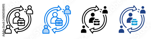 Job rotation icon set multiple style collection