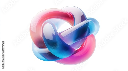 Abstract, colorful, intertwined shapes.  A 3D render
