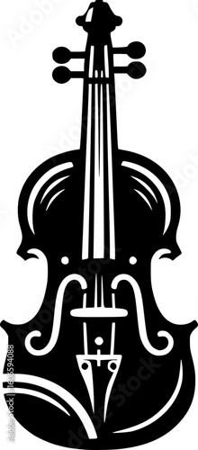 Minimalist black and white violin icon with clean lines. Perfect for logos, stickers, or digital use. Modern, simple, and easily scalable.