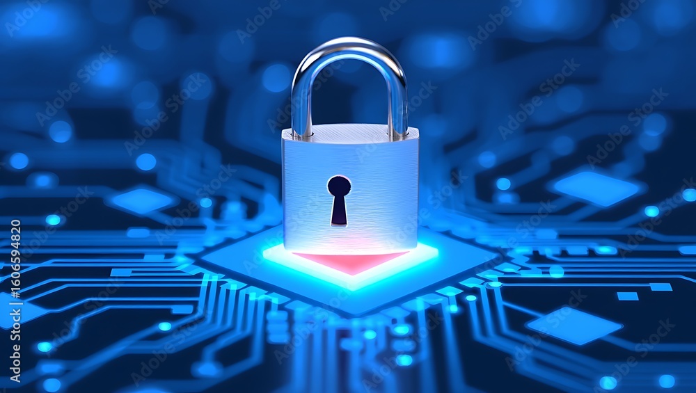custom made wallpaper toronto digitalDigital security padlock on glowing circuit board representing cyber protection