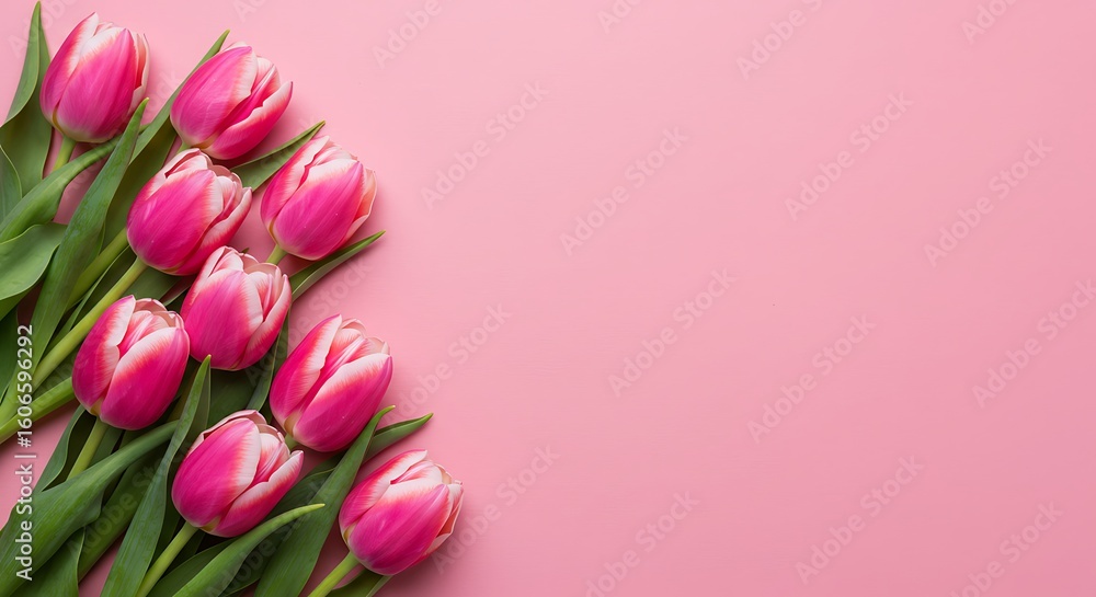 Obraz premium Soft Elegance Pink Tulips Wedding Invitation, Spring Awakening Celebrate with Pink Tulips