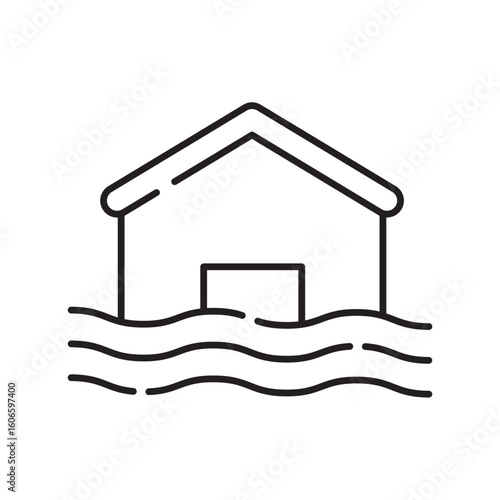 Flooding icon, Inundation Symbol Outline icon Transparent background