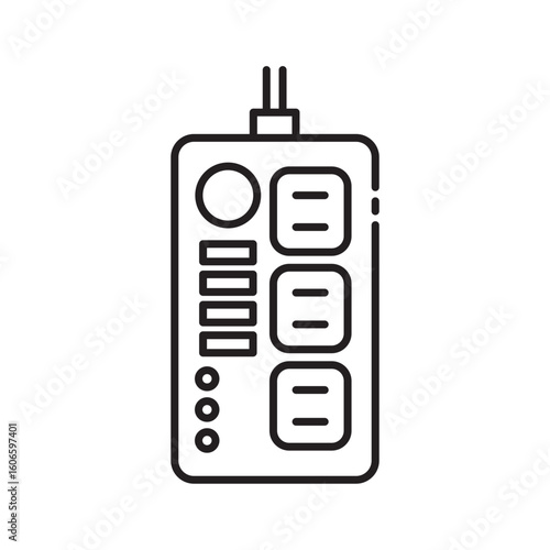 Electric Plug and Power Strip Symbol Outline icon Transparent background