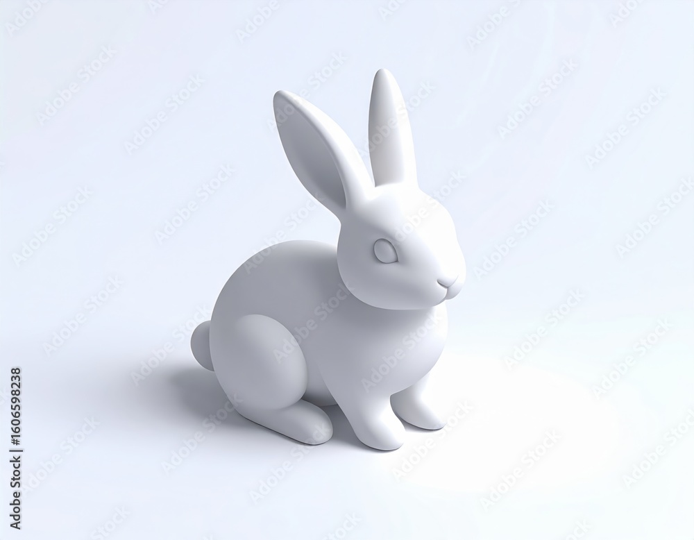 Fototapeta premium 3D model material of a simple white rabbit,シンプルな白うさぎの3Dモデル素材 