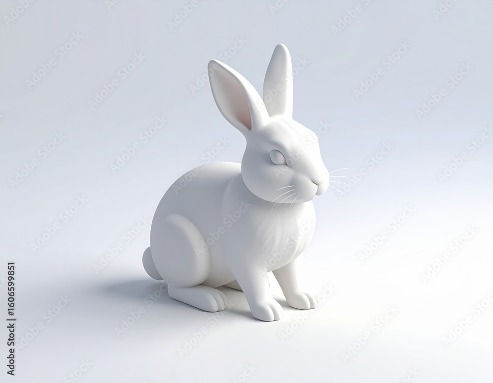 Fototapeta premium 3D model material of a simple white rabbit,シンプルな白うさぎの3Dモデル素材 