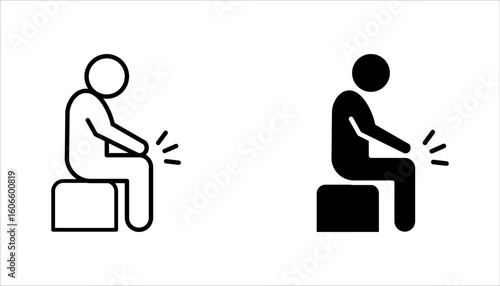Pain in knee line icon set. Legs with joint pain, osteoporosis, knee injury. Body aches concept. vector illustration on white background