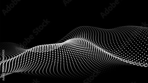 Abstract digital wave of particles. Futuristic point wave. Technology background vector. Vector illustration	
