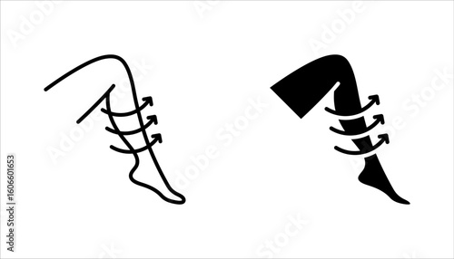 Varicose veins line icon set. Leg veins thrombosis disease. Treatment, vector illustration on white background