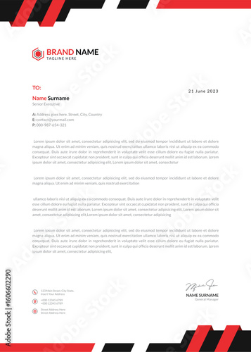 Red Letterhead Design Template