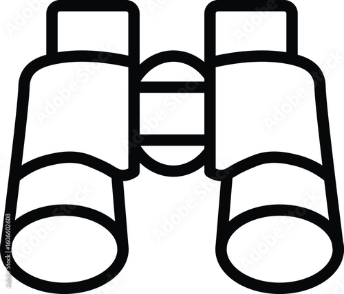 Binocular outline optical tool equipment black white simple icon isolated vector illustration object search vision exploration adventure travel observation focus magnification pair lens instrument