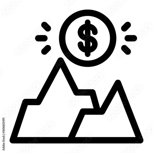 Financial Growth, Mountains, Coin