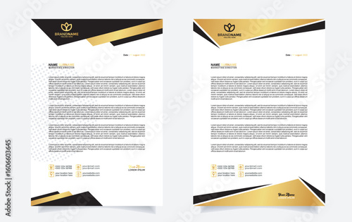 Luxury letterhead template gold color | Premium Vector