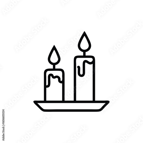 Candles on a Tray One Lit and One Unlit with Warm Glow