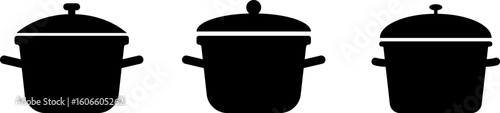 cooking pots icons set. preparing meals in the kitchen. symbolizing cooking and kitchen preparation tools. cooking and kitchen elements