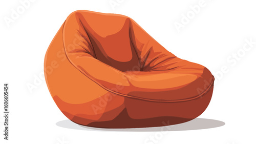 Illustration of a single orange beanbag chair. The chair is depicted in a three-quarter view, showcasing its rounded, soft form.  The texture is smooth, suggesting a fabric or leather-like