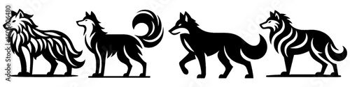 Simple Wolf Collection Illustration, Wild Animal Modern Set Vector for Icon and Forest Themes Design