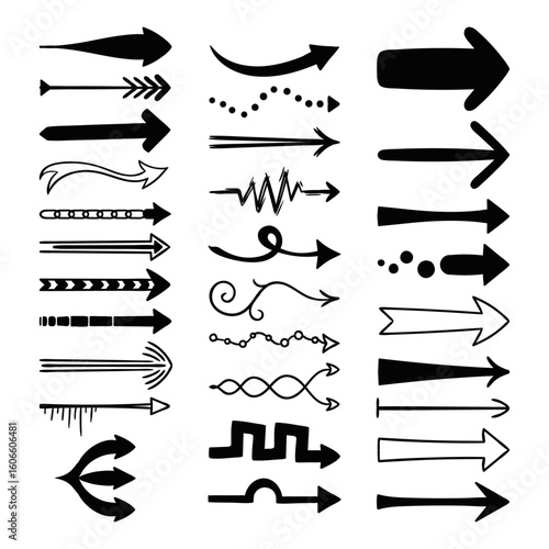 set arrows for presentation black arrow with fancy shape