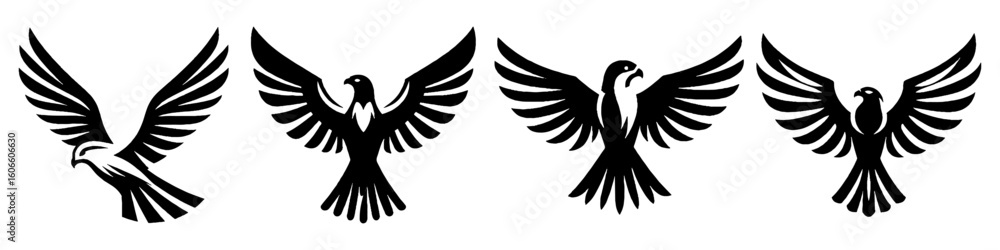 Fototapeta premium Simple Osprey Collection Illustration, Hunting Bird Modern Set Vector for Icon and Coastal Themes Design