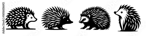 Simple Hedgehog Collection Illustration, Forest Animal Modern Set Vector for Icon and Wildlife Themes Design