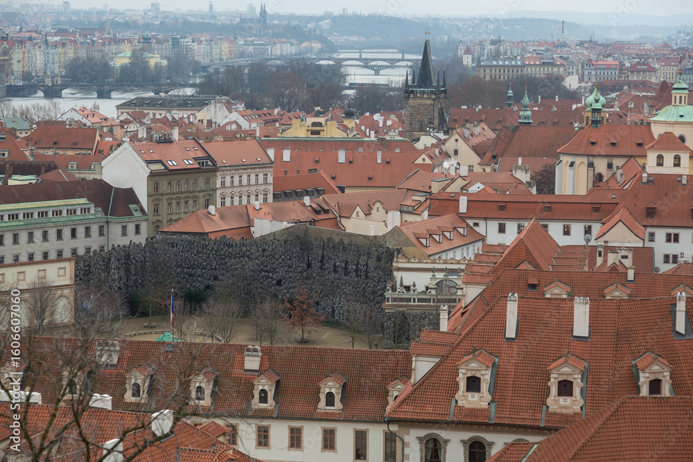 Obraz premium Skylines of Prague with its charming rooftops and historic landmarks