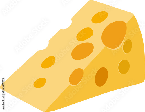 Cartoon Illustration of Cheddar Cheese Block

