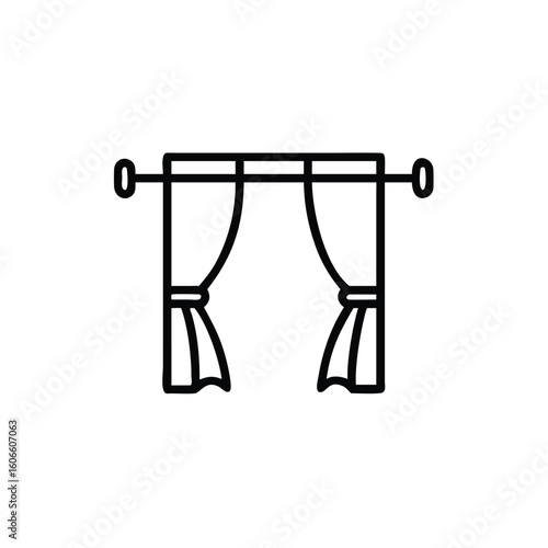 Elegant Window Curtains with Tied Panels Interior Design Vector Graphic