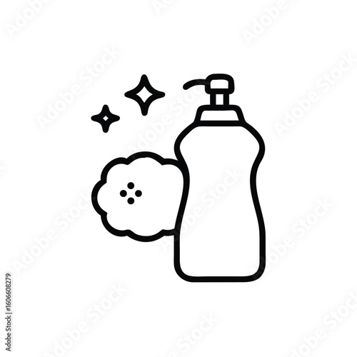 Dishwashing Sponge and Soap Bottle Illustration