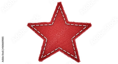 Festive red fabric star with white stitching adds a charming, handmade touch to any creative project or design