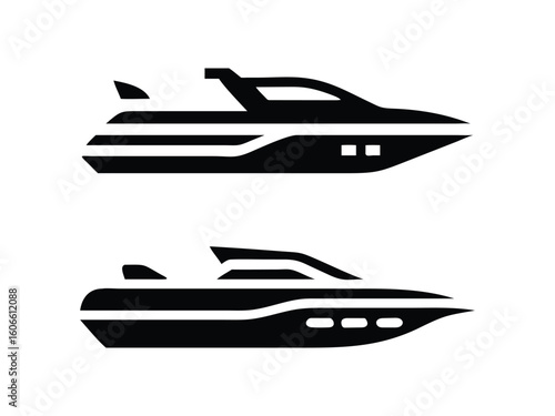 Vector Illustration of Two Modern Speedboats