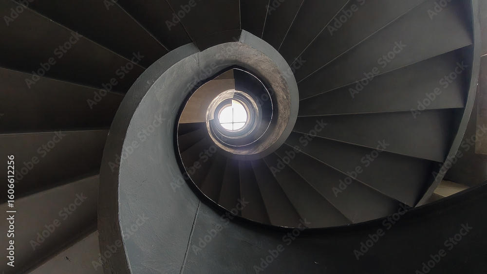 Fototapeta premium Architectural Spiral Staircase Looking Up