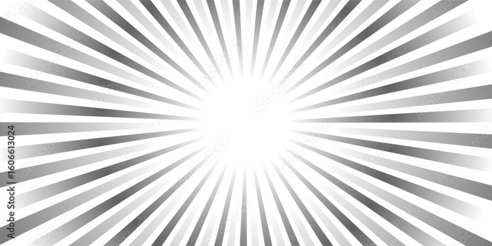 Fototapeta premium Ray sun light. Sunburst background. Radial circle line. Pattern starburst. Comic beam lines. Sun effect rays. Abstract firework. Concentration stripe. Cartoons lightning style. Vector illustration