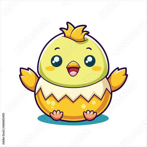 
Playful Chick Hatched From Egg