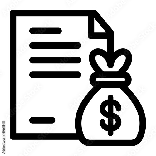 Financial Document and Money Bag Icon