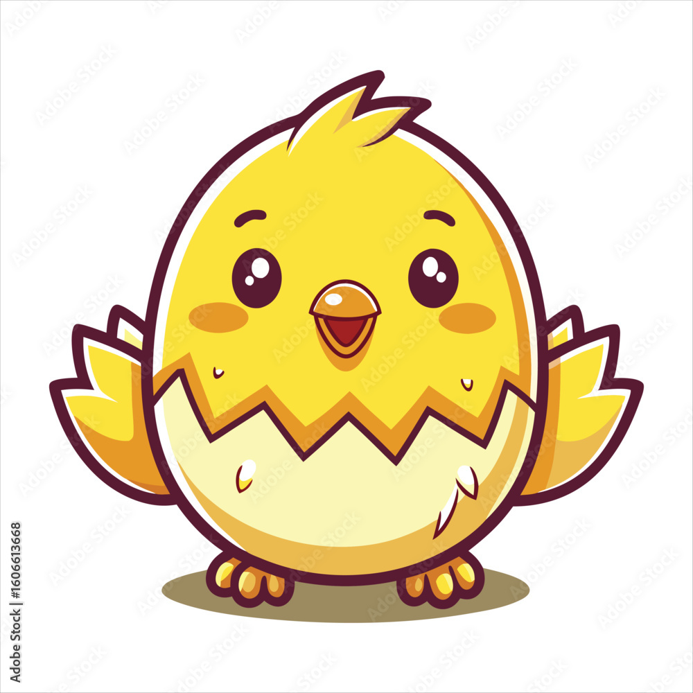 Obraz premium Chick Cracking Shell Vector Style