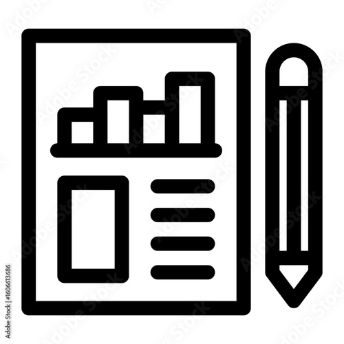 Financial Report Icon With Pencil
