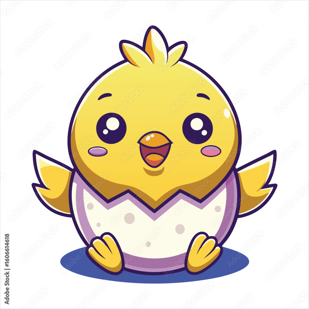 Obraz premium Flat Cartoon Chick Hatched Image