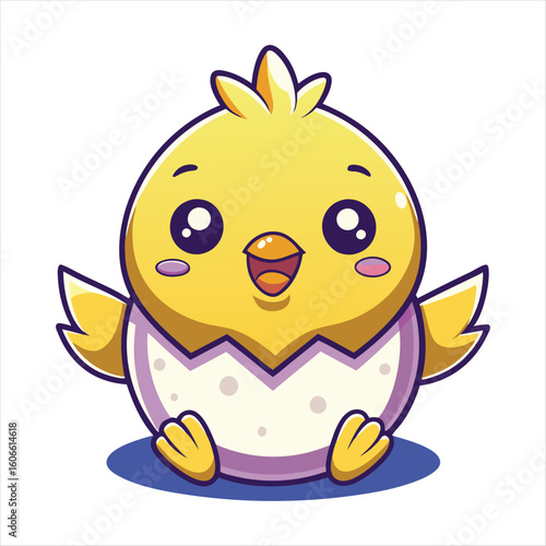 Flat Cartoon Chick Hatched Image