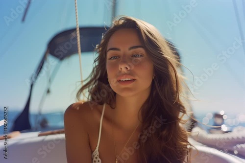 young woman on yacht