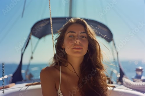 young woman on yacht