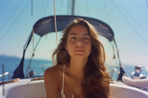 young woman on yacht