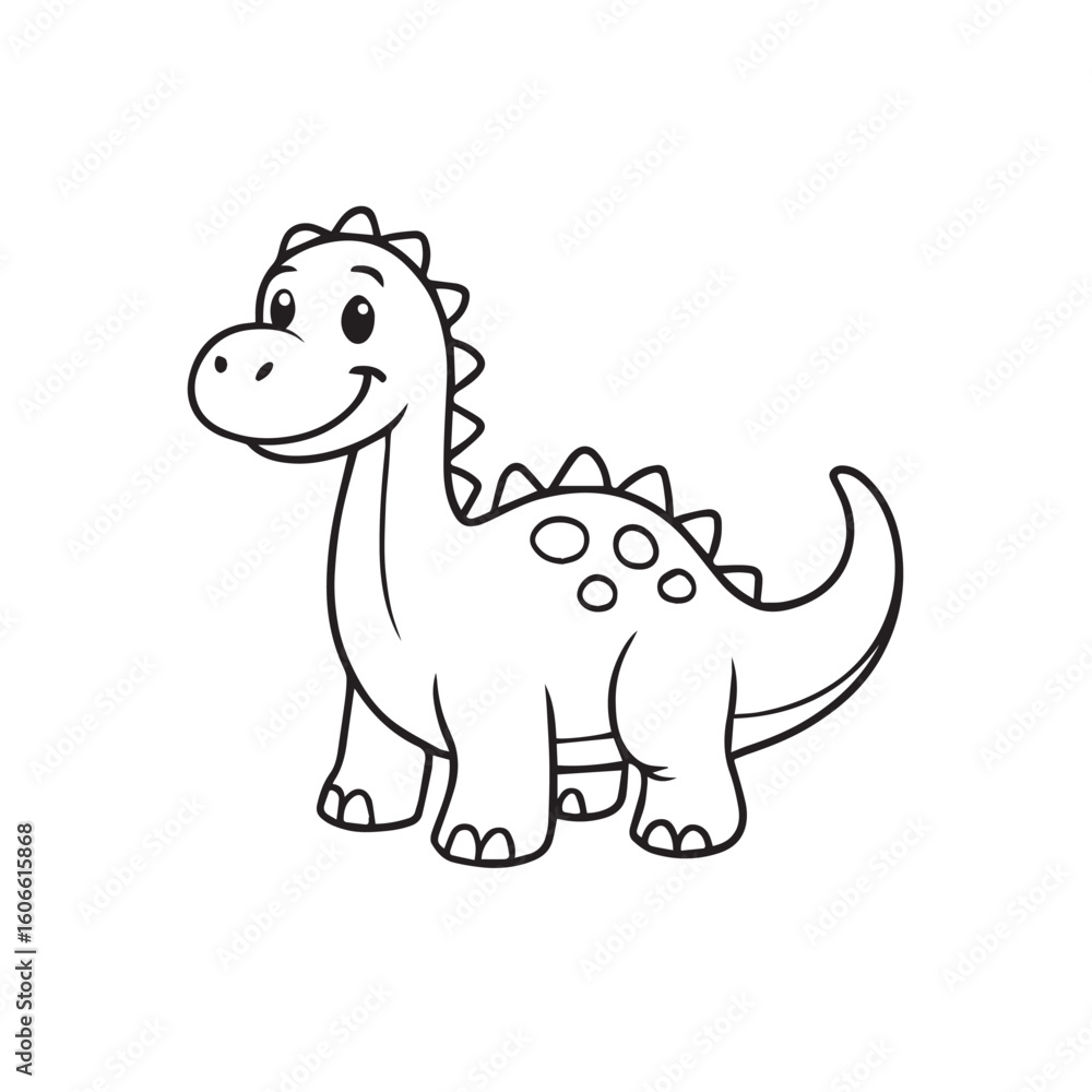 Fototapeta premium Cartoon dinosaur outline vector illustration